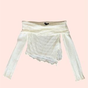 Forever 21 Cream Off the Shoulder Knit Sweater